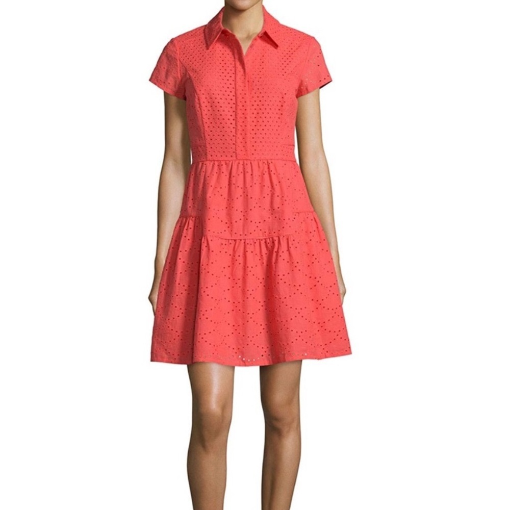 Diane Von Furstenberg Coral Eyelet Midi Dress